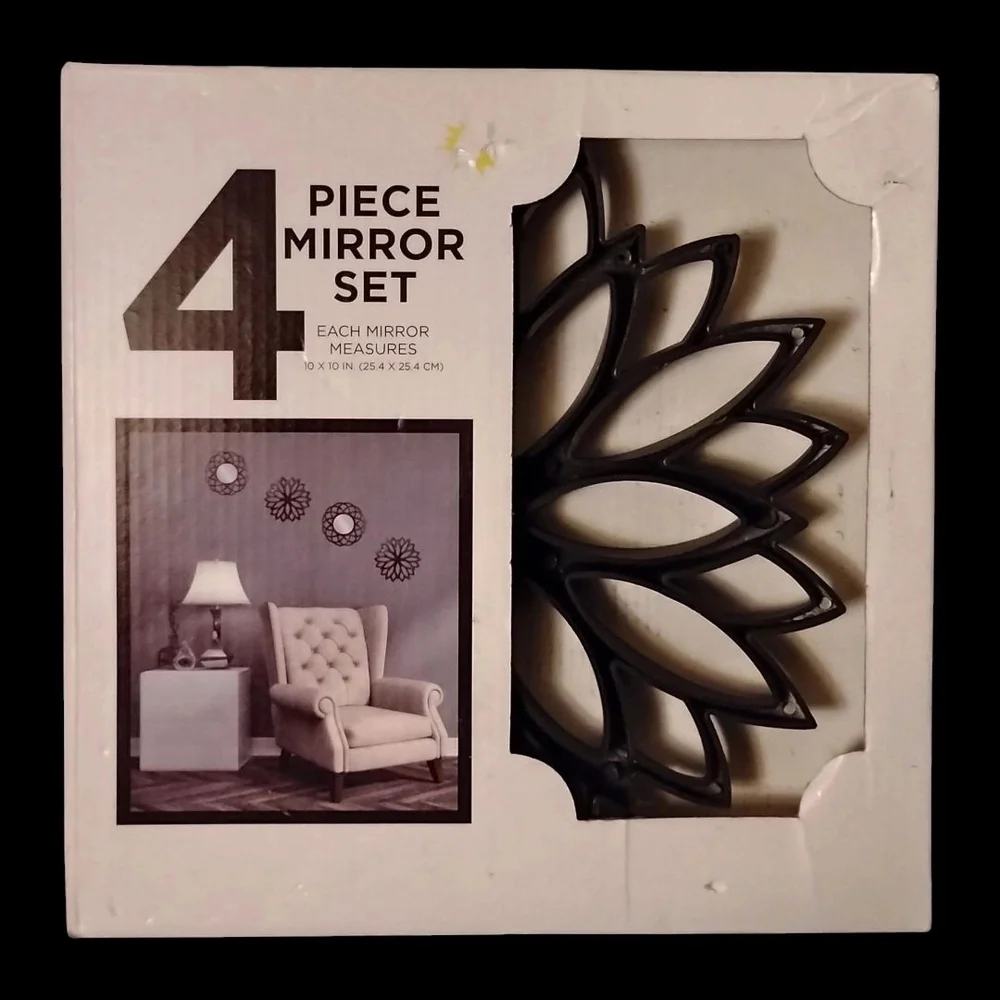 Black 4-Piece Mirror Set